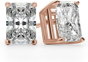 2Ct Radiant Cut Diamond Stud Earrings 14K Gold Plated