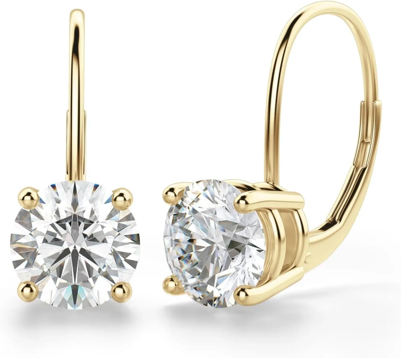 2Ct Round Cut Diamond Stud Earrings 14K Gold Plated