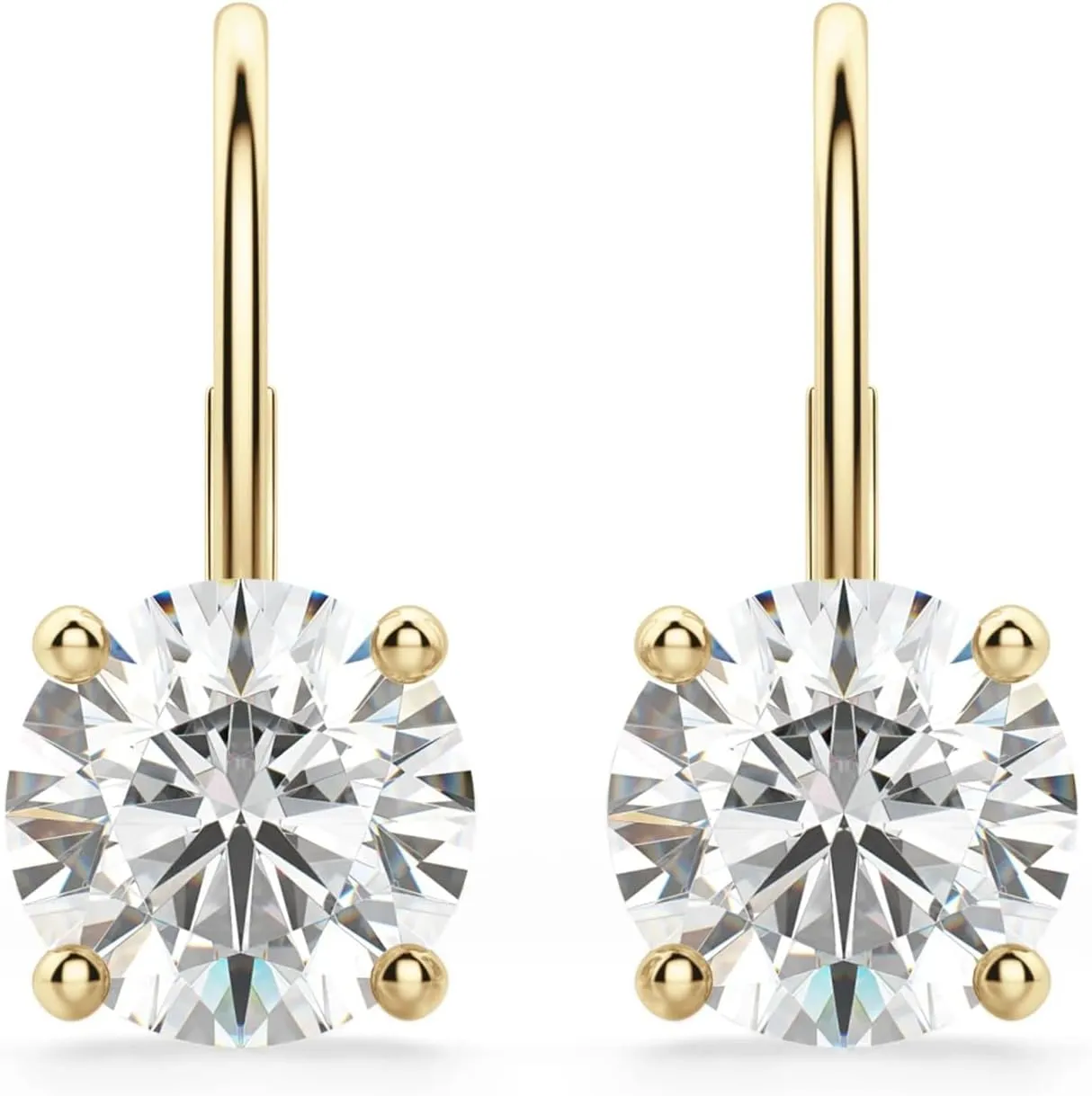 2Ct Round Cut Diamond Stud Earrings 14K Gold Plated