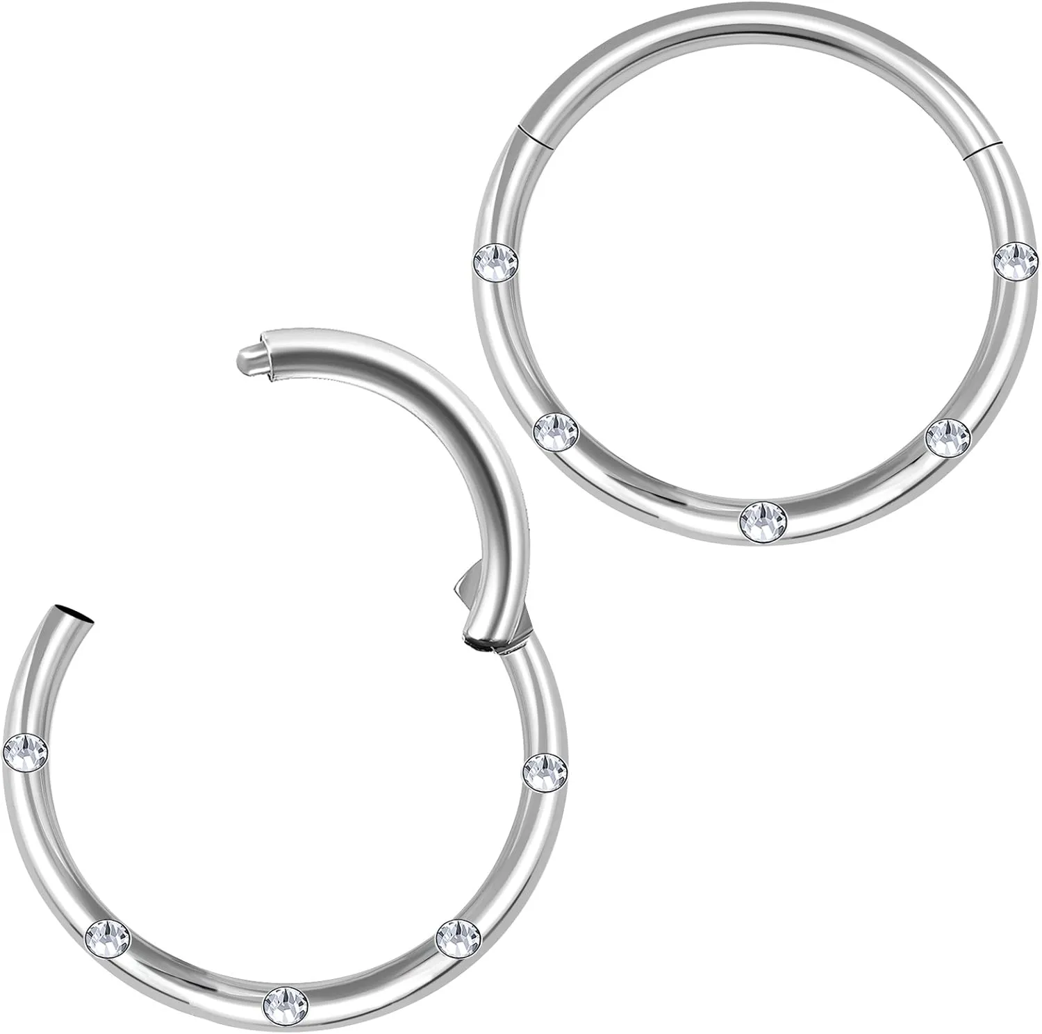 2pcs 16g hinged Segment Ring Steel Earring Hoop Cartilage Nipple Nose Forward Lip Septum Nipple Helix Rook Tragus D4RCE
