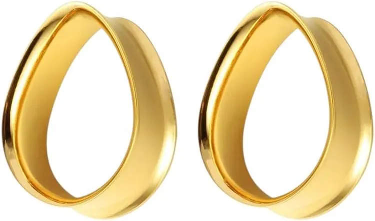 2Pcs 316L Stainless Steel Ear Plug Tunnels Gold Black Steel Color Ear Expander Plug Tunnel Body Jewelry Ear Gauges