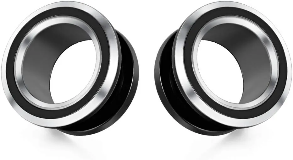 2PCS 316L Stainless Steel Two-color Screw Tunnel Ear Plug Expander Stretcher Gauge 0G-1"