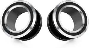2PCS 316L Stainless Steel Two-color Screw Tunnel Ear Plug Expander Stretcher Gauge 0G-1"