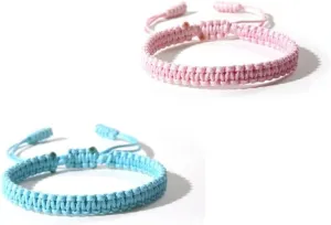 2PCS Boho Surfer Bracelets for Women Men Handmade Colorful Braided String Cord Bracelet Adjustable Bracelets Summer Friendship Yoga Kabbalah Protection Waterproof Beach Jewelry