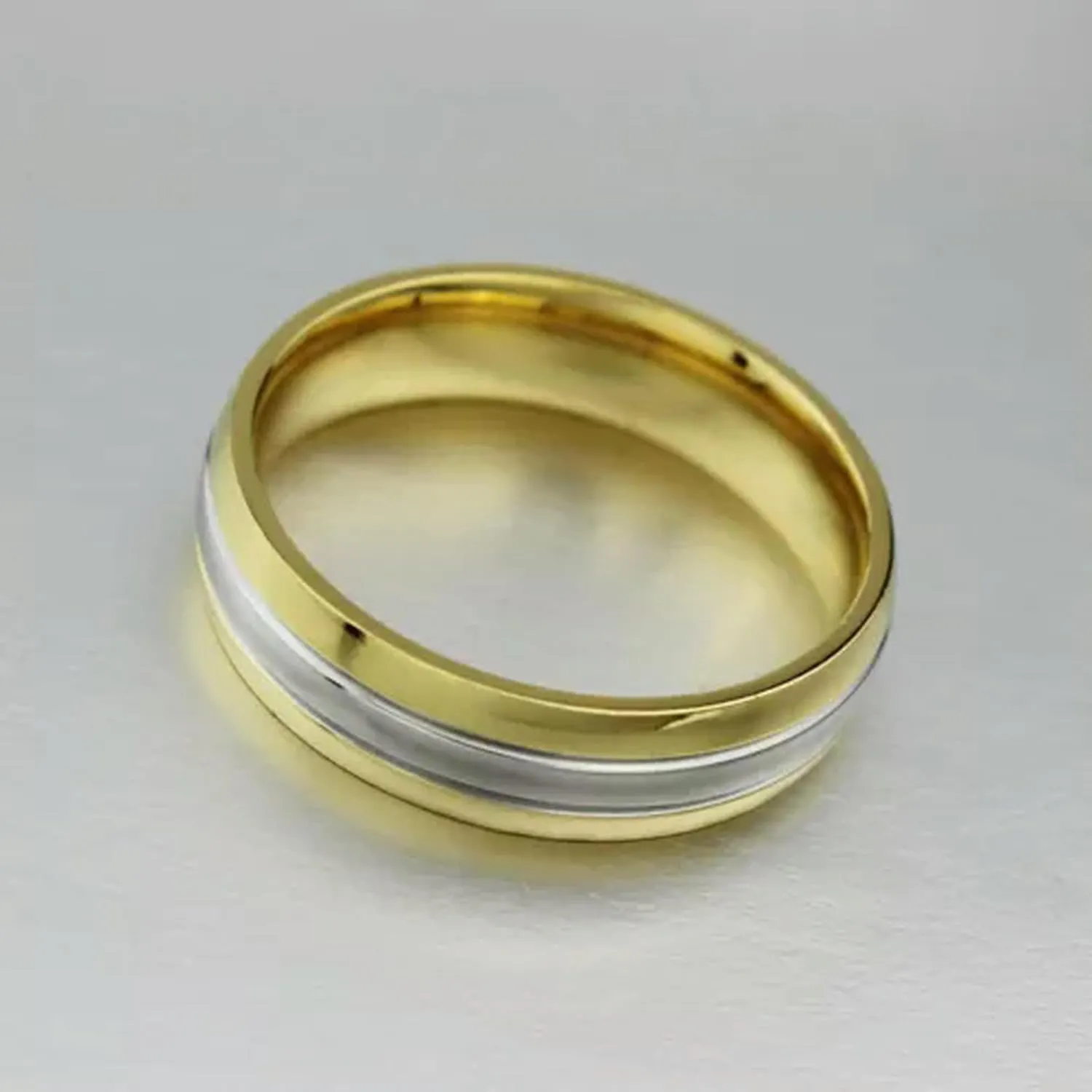 316L Stainless Steel Wedding CZ Band Gift 18K Gold Plated Couple Rings Size 5-13
