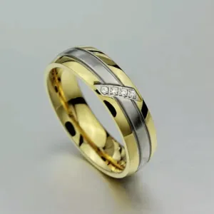 316L Stainless Steel Wedding CZ Band Gift 18K Gold Plated Couple Rings Size 5-13