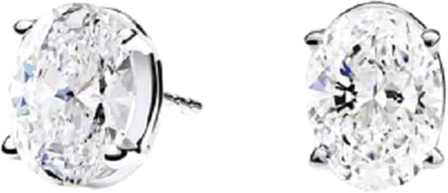 3.45Ct Oval Cut Diamond Stud Earrings 14K White Gold Plated 925 Sterling Silver Best Gift For Valentine
