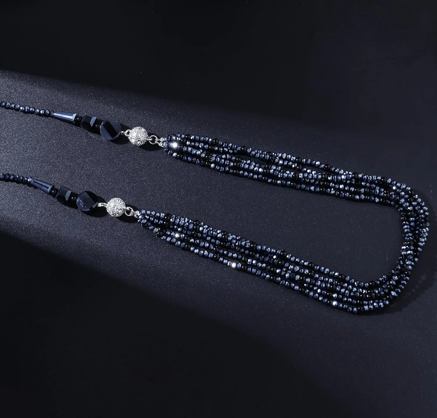 35'' Long and Choker Layered Necklace for Women Trendy Colorful Boho Chunky Crystal Beaded Jewelry Womens Dainty Faux Pearl Fashion Statement Costume Strand Necklace