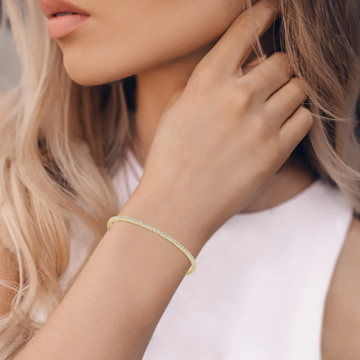 3ct tw LAB GROWN Diamond Bracelet in 14kt Yellow gold