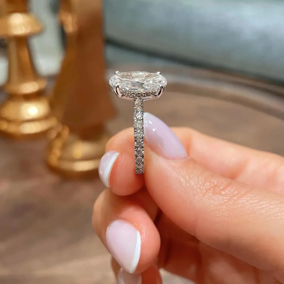 4.0CT Elongated oval Cut Moissanite Solitaire Engagement Ring - A Timeless Symbol of Love.