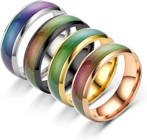 4Pcs Stainless Steel Temperature Changing Color Mood Rings Sensitive Mood Emotion Ring for Women Men Jewelry-7