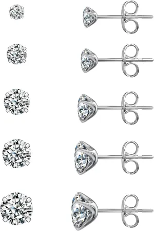 5 Pairs Earrings Sets Titanium Hypoallergenic Cubic zirconia Earrings for Women Helix Cartilage Tragus Women Jewelry