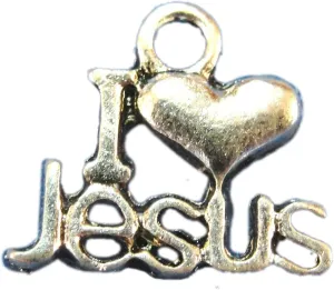 50Pcs. WHOLESALE Tibetan Silver I LOVE JESUS Charms Pendants Ear Drops Q0629 charm original