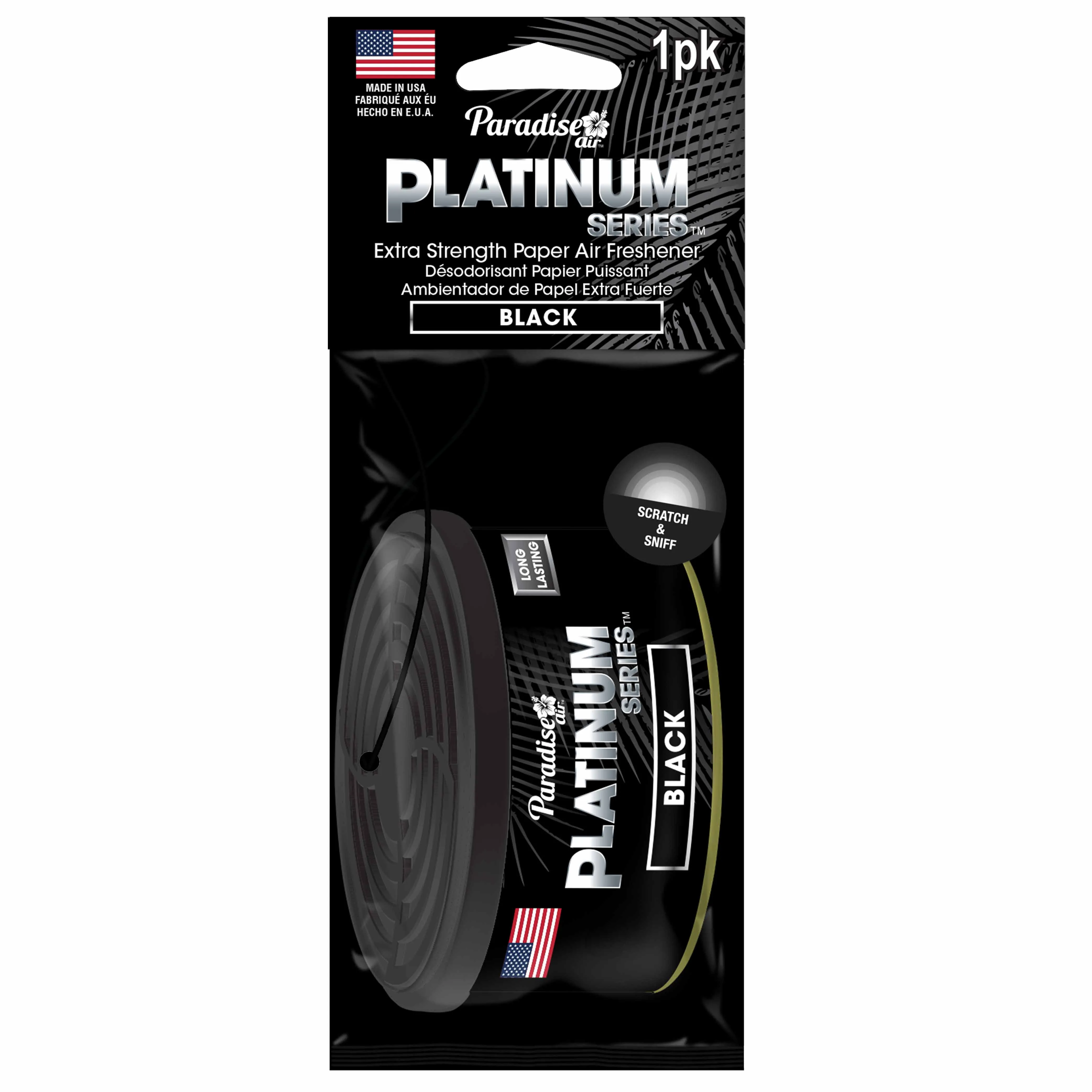 6 Pc Paradise Platinum Air Freshener Hanging Car Aroma Fragrance Scent Black