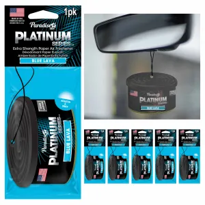 6 Pc Paradise Platinum Air Freshener Hanging Car Aroma Fragrance Scent Blue Lava