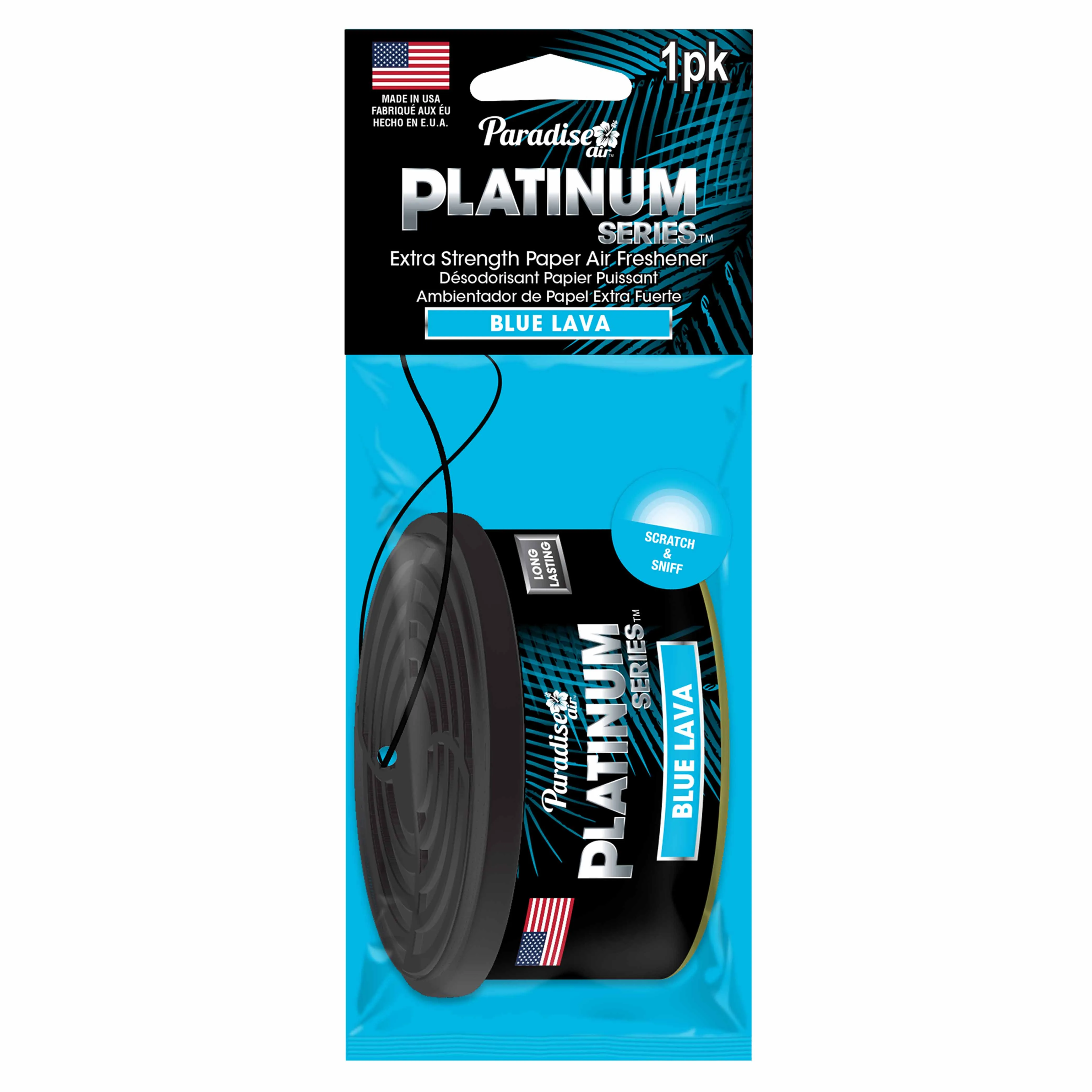 6 Pc Paradise Platinum Air Freshener Hanging Car Aroma Fragrance Scent Blue Lava