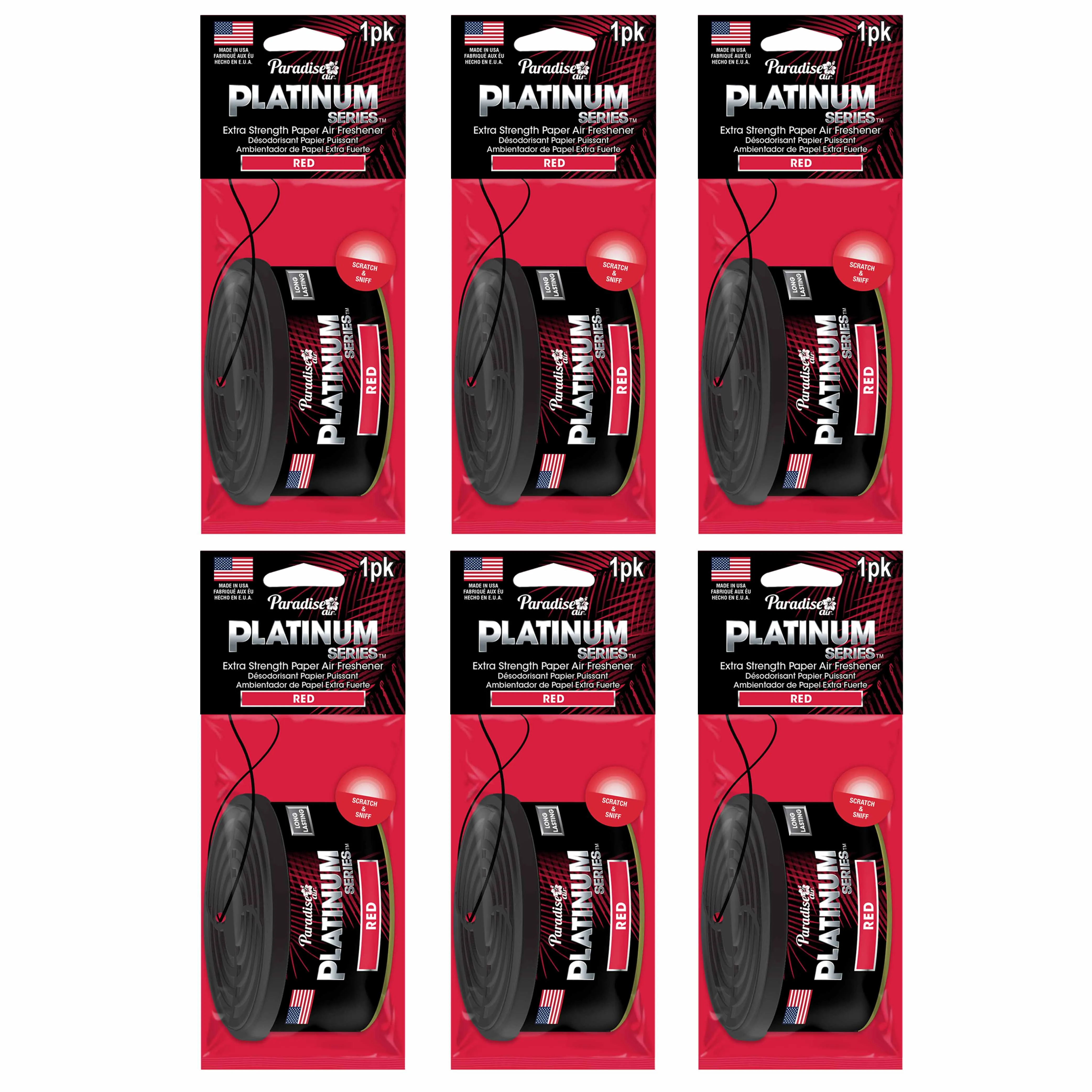 6 Pc Paradise Platinum Air Freshener Hanging Car Auto Aroma Fragrance Scent Red
