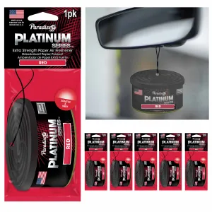 6 Pc Paradise Platinum Air Freshener Hanging Car Auto Aroma Fragrance Scent Red