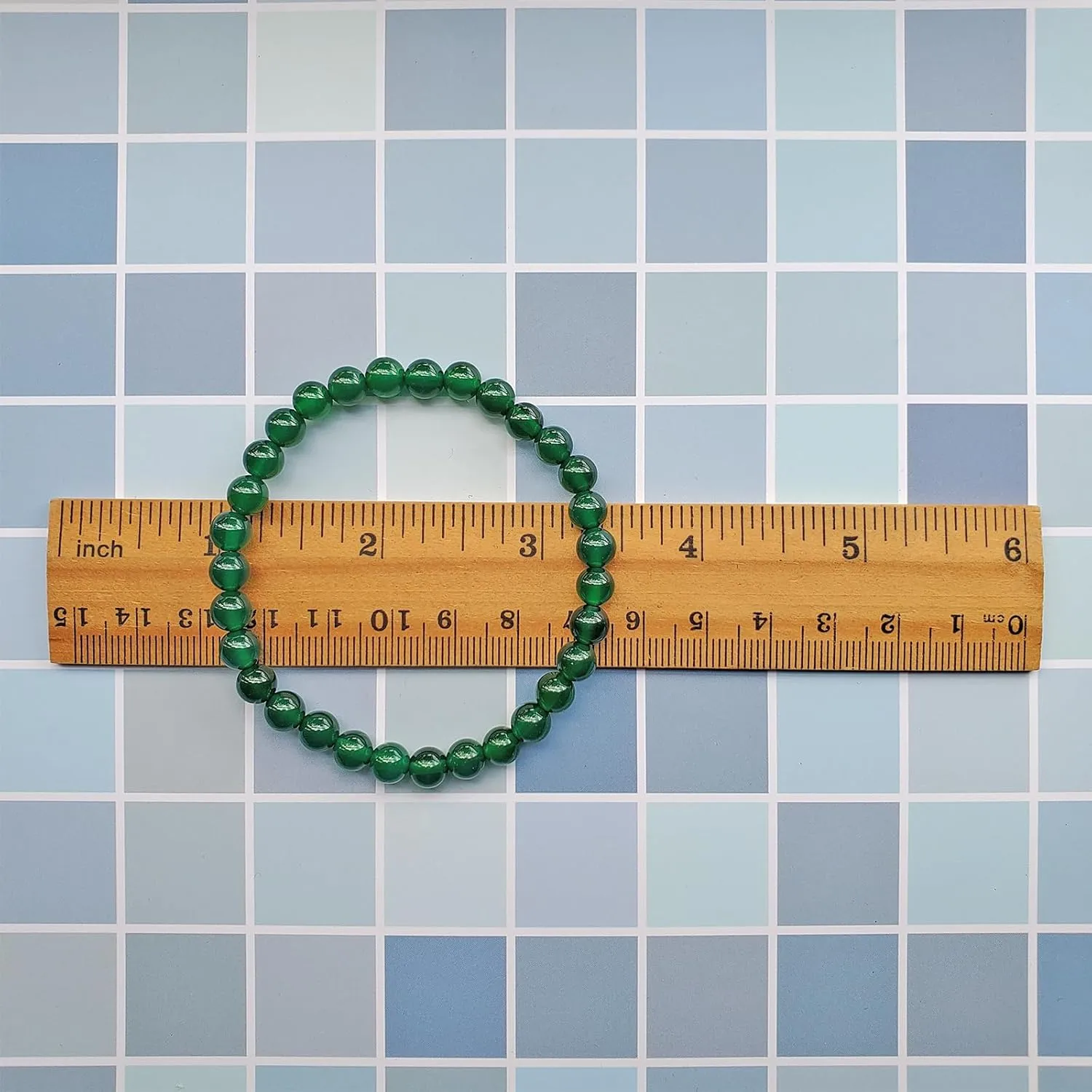 6mm Green Agate Stretch Bracelet Round Stone Beads Semi Gemstone for Crystal Beaded Elastic Bracelet 7.5"