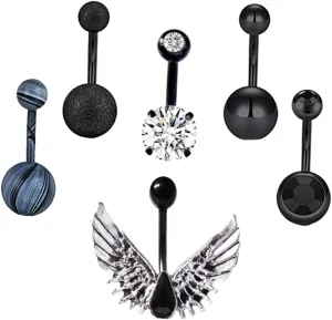 6pcs Belly Button Rings Navel Studs Fashion Jewelry Set Dangle Belly Button Rings for Women