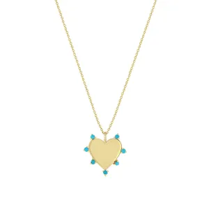 7 Turquoise Heart Necklace in Yellow Gold