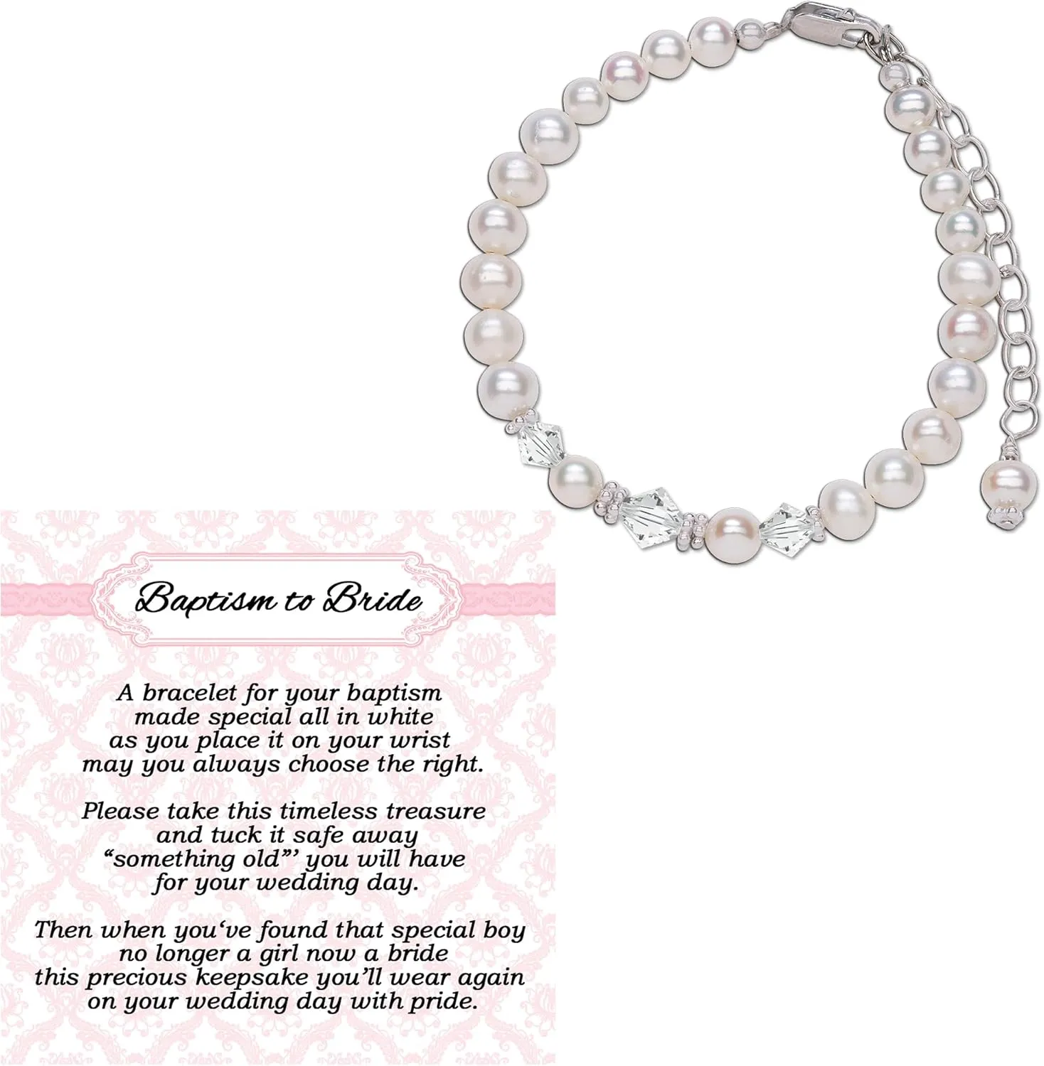8-Year Old Baptism to Bride Sterling Silver Bracelet for LDS Girls Baptism Day