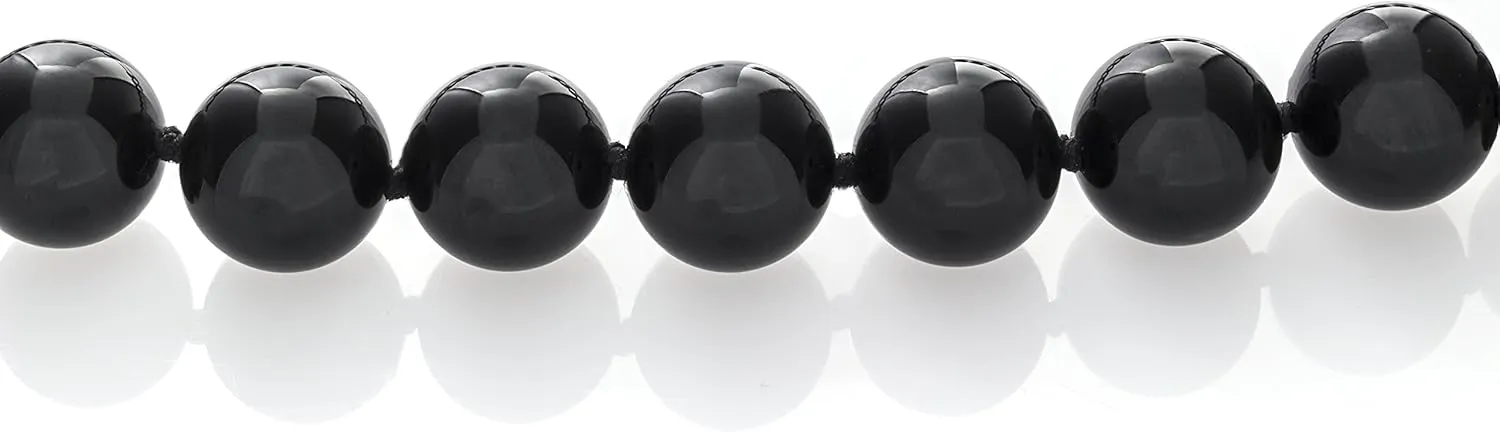 8mm Polished Black Onyx Necklace | .925 Sterling Silver