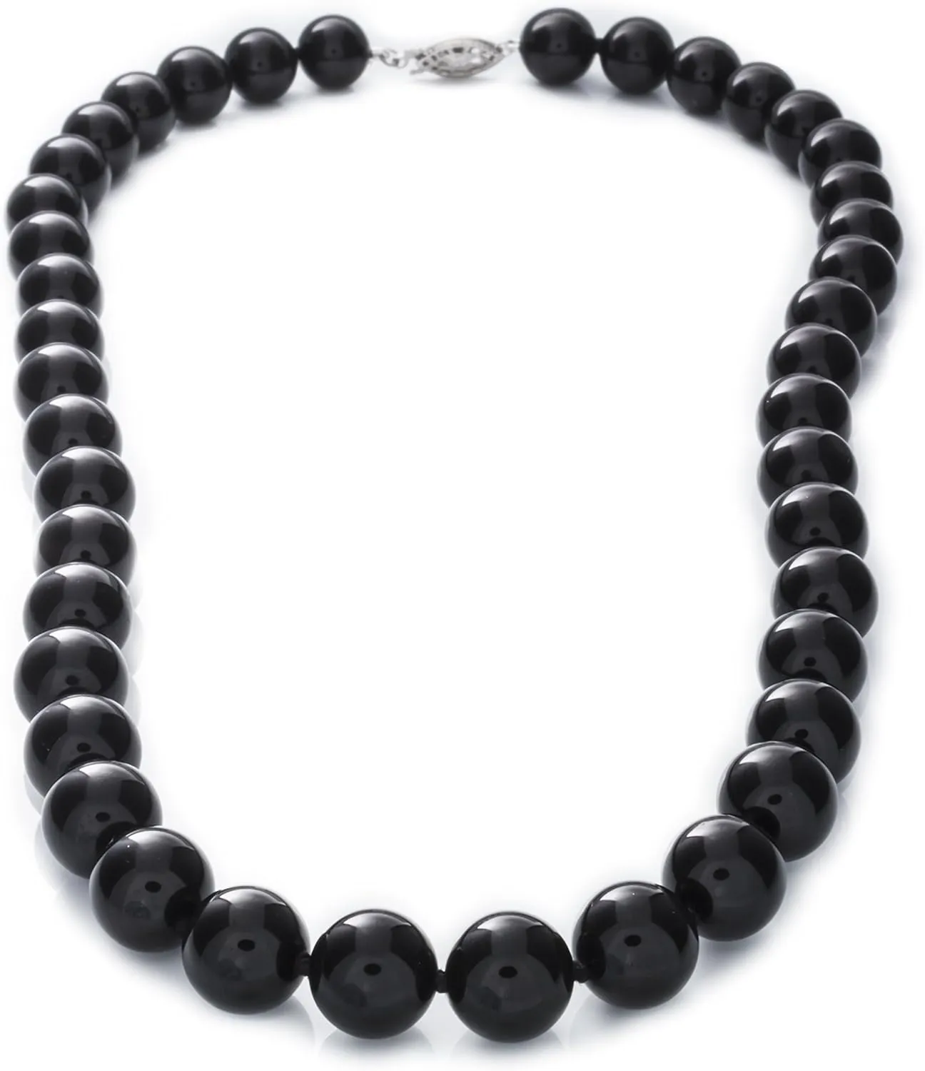 8mm Polished Black Onyx Necklace | .925 Sterling Silver