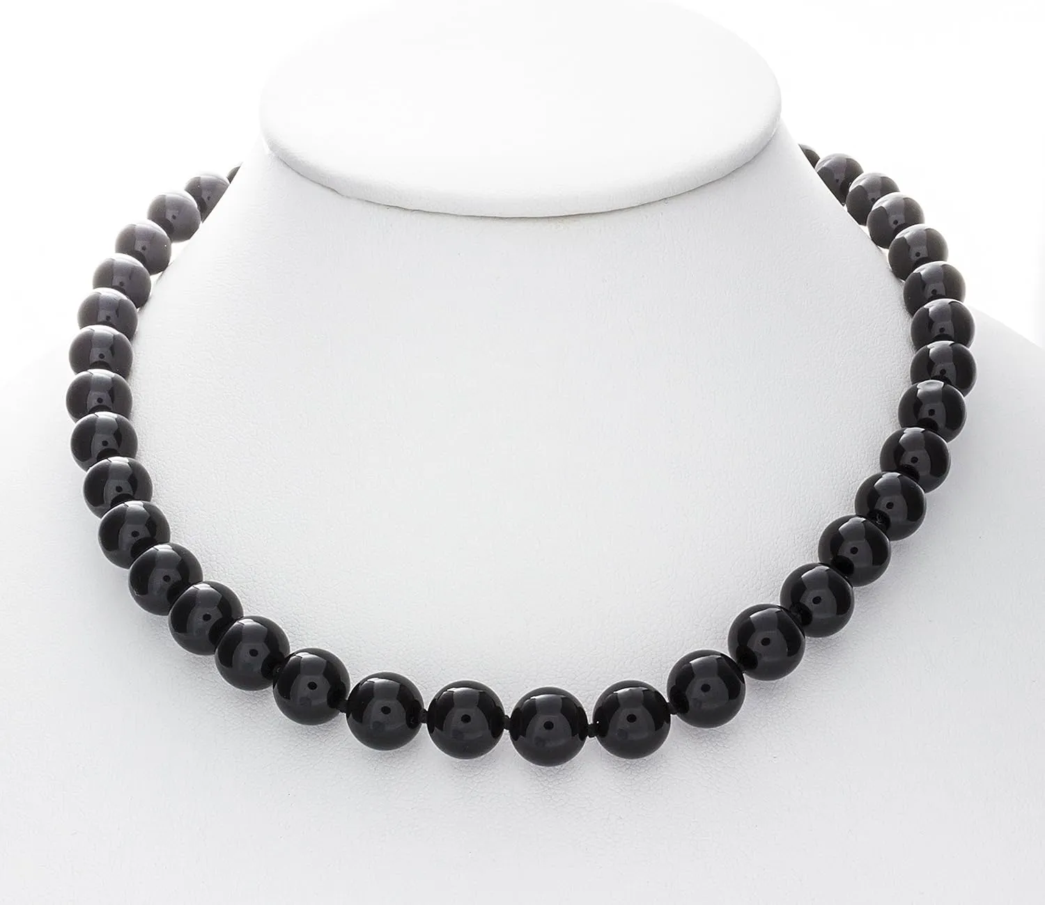 8mm Polished Black Onyx Necklace | .925 Sterling Silver