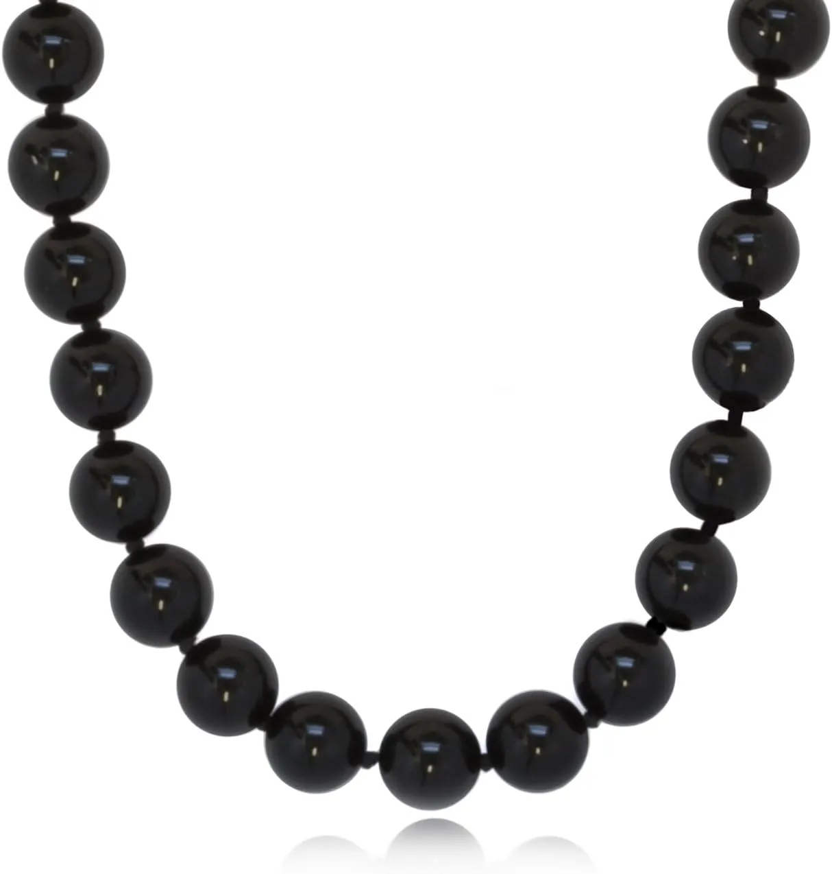 8mm Polished Black Onyx Necklace | .925 Sterling Silver