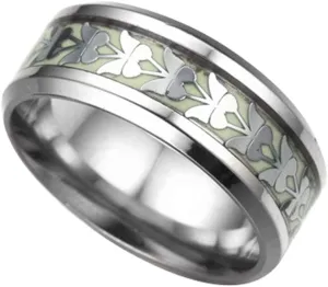 8MM Simple Style Stainless Steel Butterfly Rings Luminous Glow in The Dark Ring