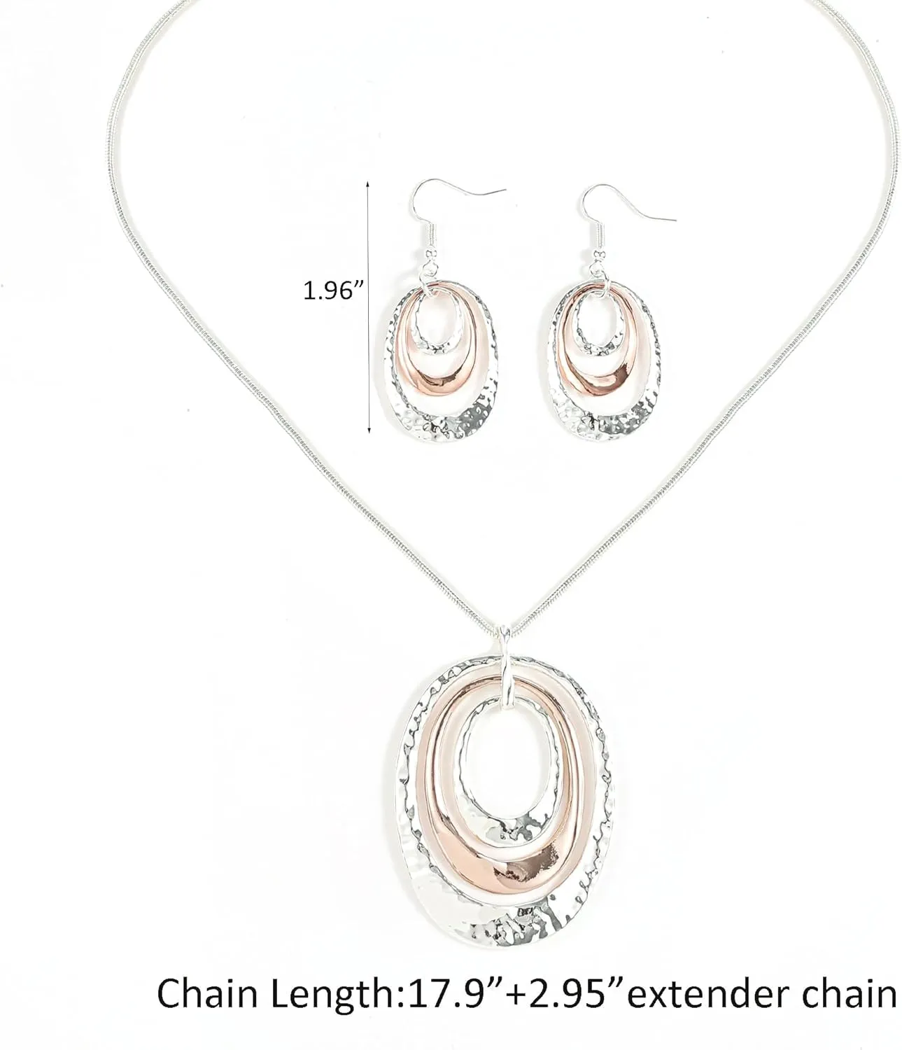 925 Silver Circle Earrings Necklace Set for Women - Hypoallergenic Dangle Earrings, Dainty Geometric Pendant Necklace, Boho Jewelry Set