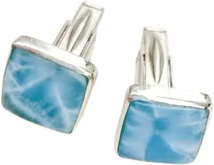 925 Silver Larimar Cufflinks- timeless sophistication, Cuff Links for Wedding Groom Unique Gift, Natural Gemstone Cufflinks