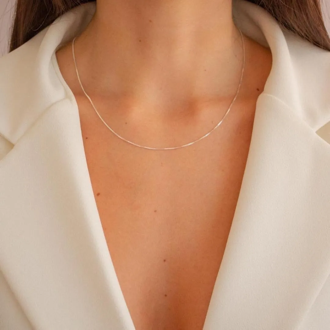 925 Sterling Silver & Gold over Sterling silver 0.6mm Italian Box Chain Strong Necklace for Women Available in 7 Lenghts
