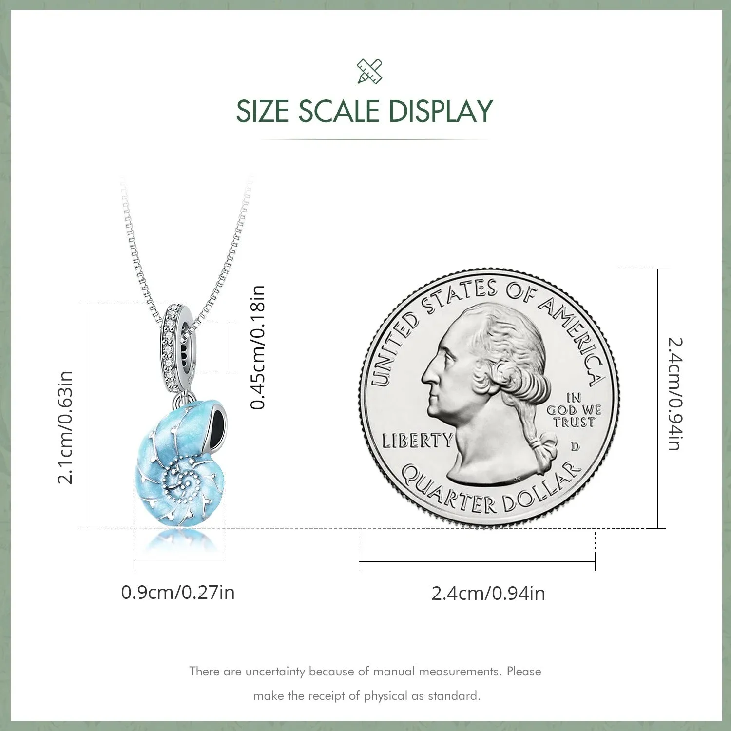 925 Sterling Silver Blue Conch Necklace for Women Ocean Style Pendant Party Jewelry