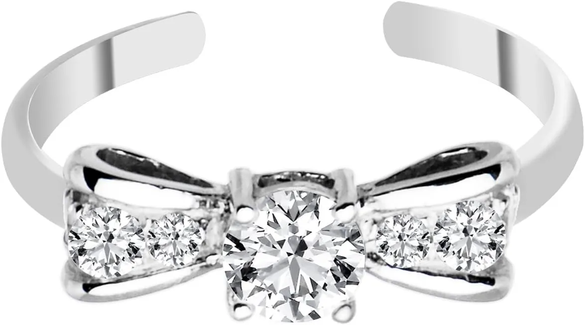 925 Sterling Silver Cubic Zirconia Bow Tie Toe Ring