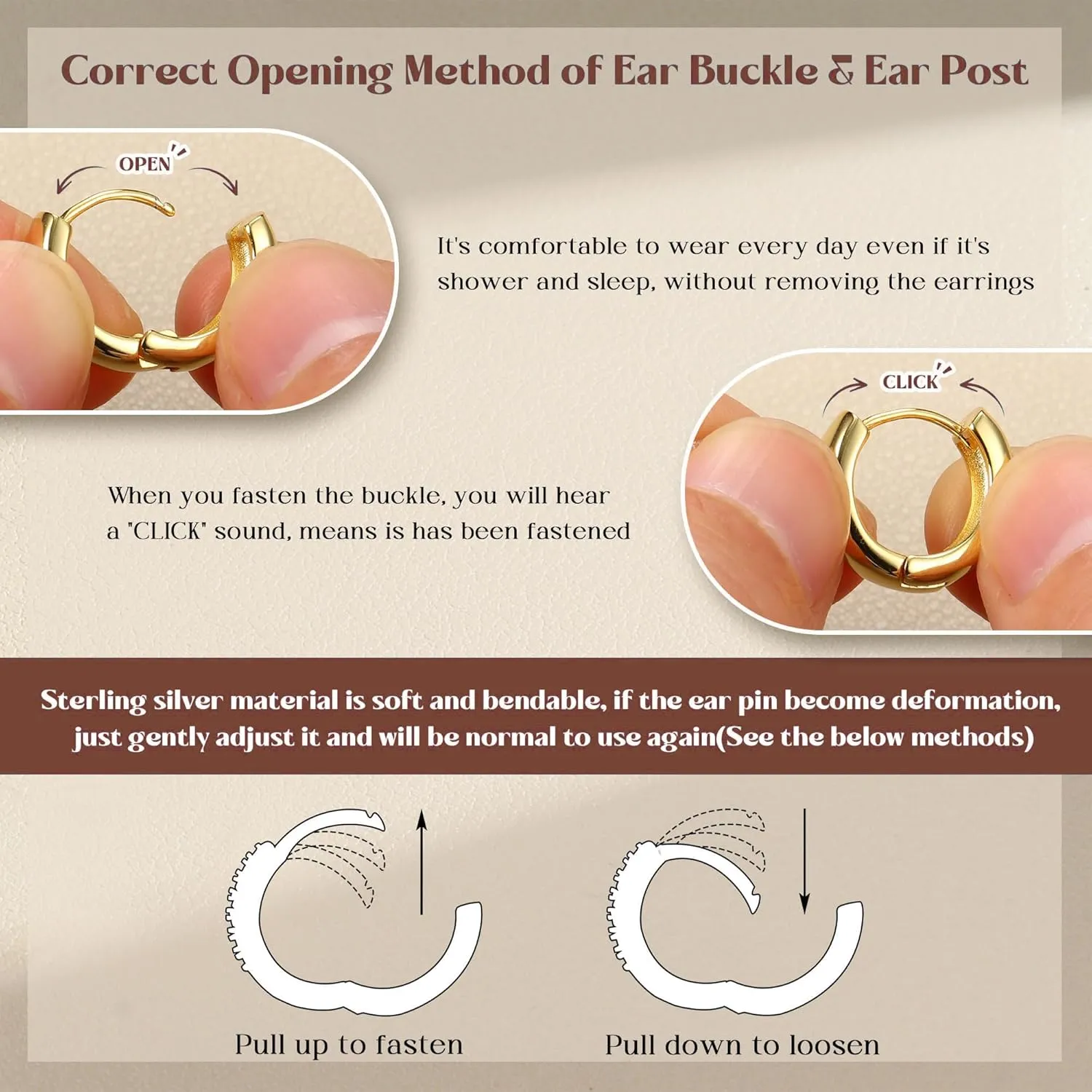 925 Sterling Silver Double Hoop Earrings for Women, 18K Gold Plated Small Huggie Hoops with Cubic Zirconia, Hypoallergenic Dainty Cartilage Earrings for Sensitive Ears