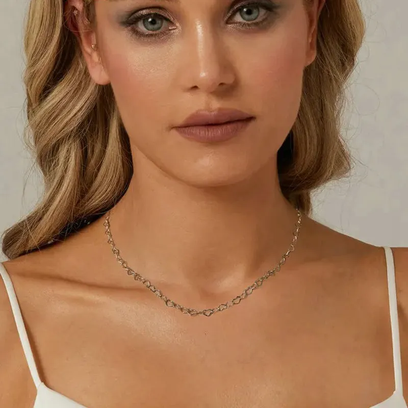 925 Sterling Silver Heart Chain Necklace for Women Men and Girls