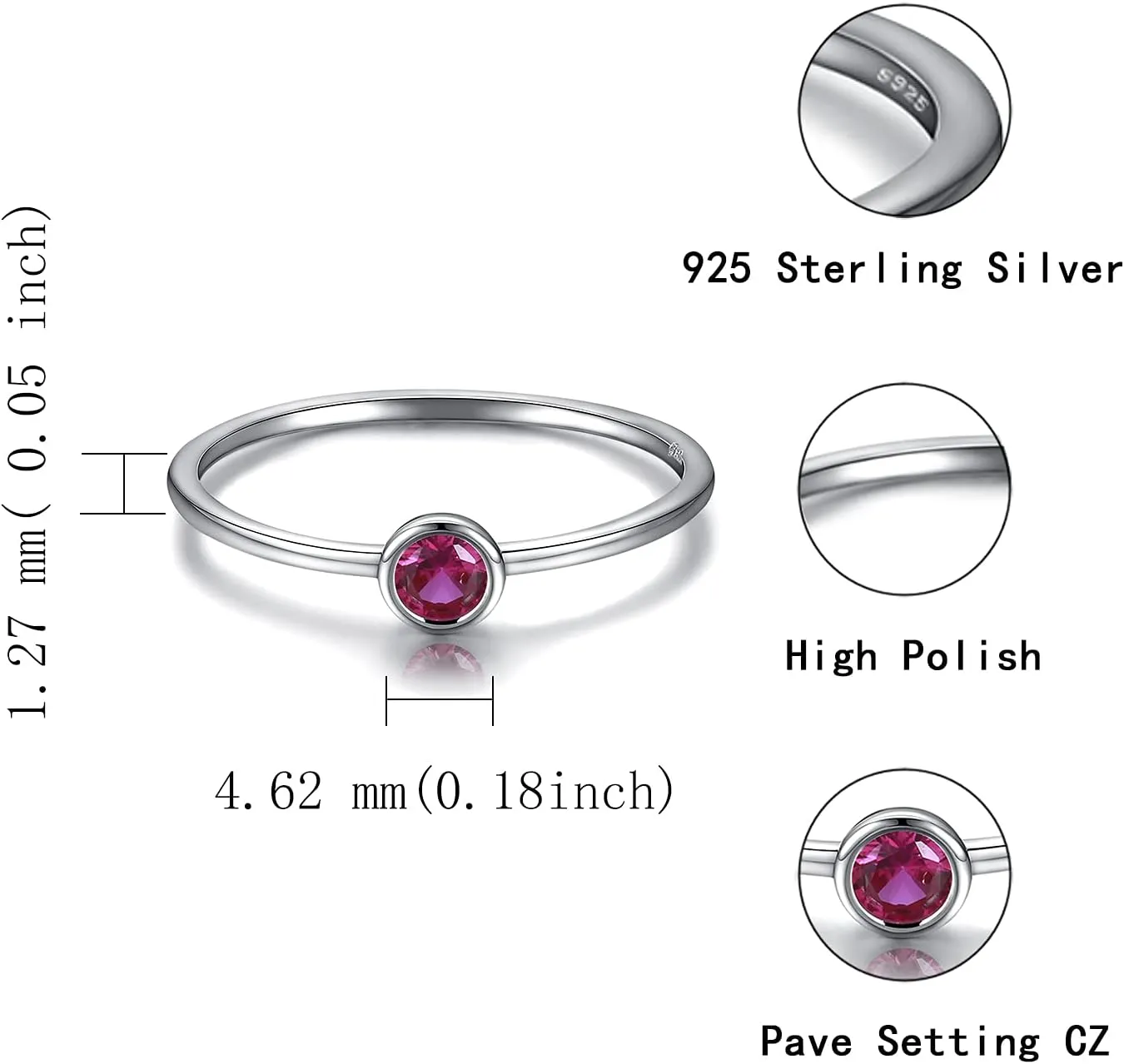 925 Sterling Silver Mother Birthstone Stackable Rings Set Mom Ring with Birthstone Family Ring Mother's Day Jewelry Gifts for Wife Mama