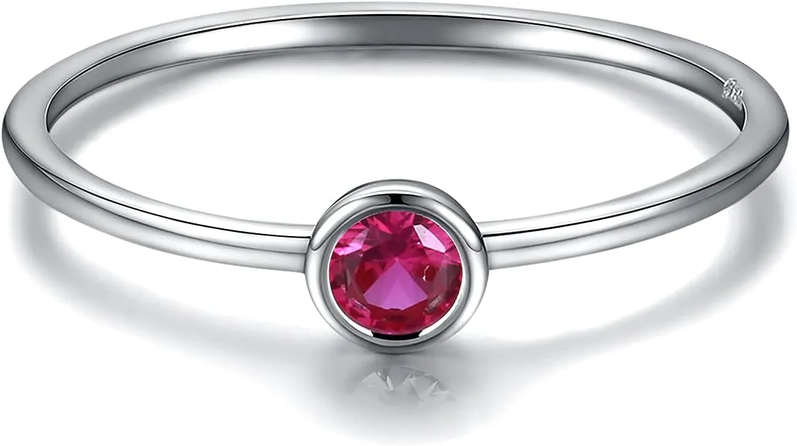 925 Sterling Silver Mother Birthstone Stackable Rings Set Mom Ring with Birthstone Family Ring Mother's Day Jewelry Gifts for Wife Mama