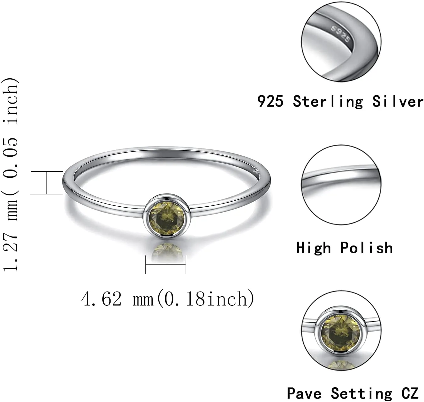 925 Sterling Silver Mother Birthstone Stackable Rings Set Mom Ring with Birthstone Family Ring Mother's Day Jewelry Gifts for Wife Mama