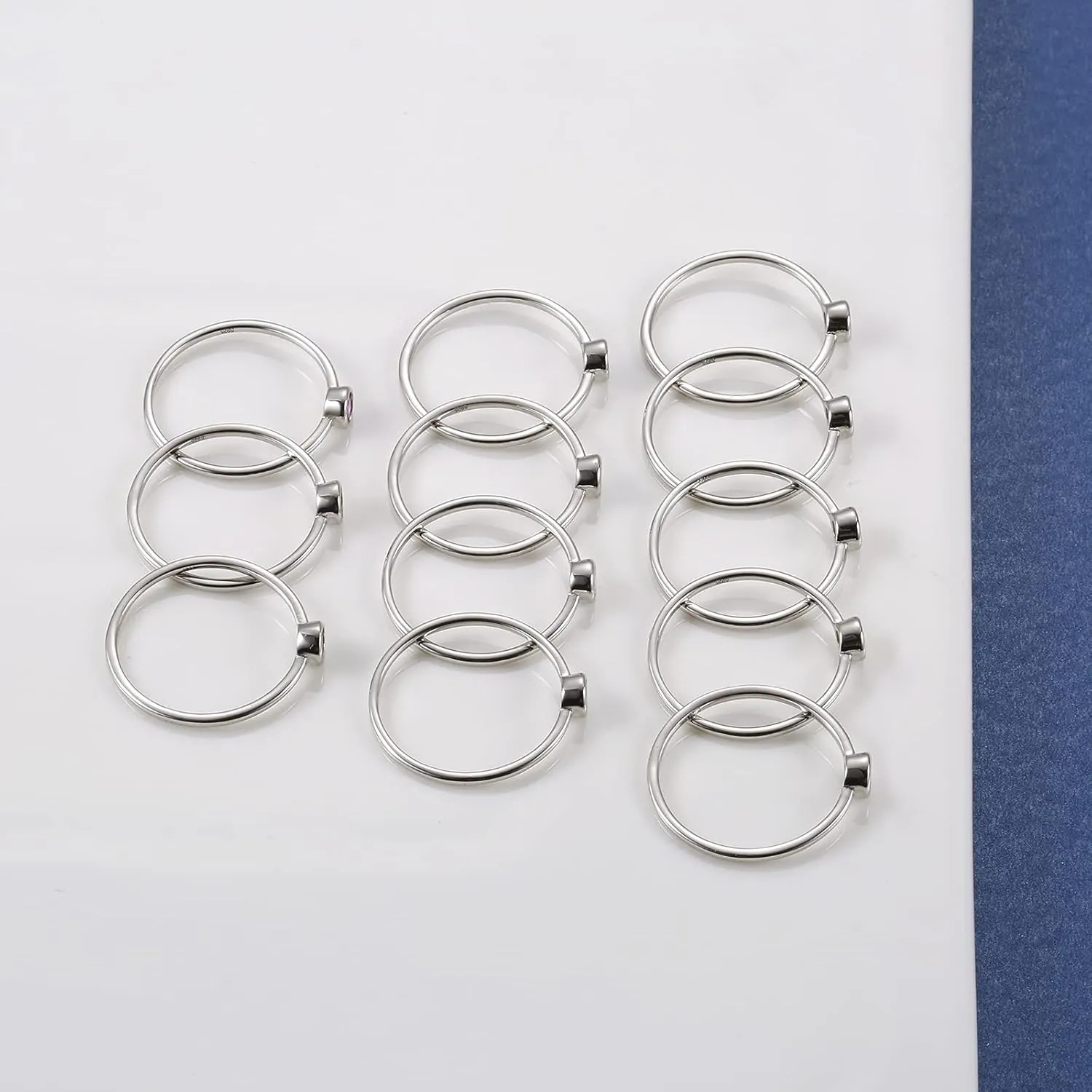 925 Sterling Silver Mother Birthstone Stackable Rings Set Mom Ring with Birthstone Family Ring Mother's Day Jewelry Gifts for Wife Mama