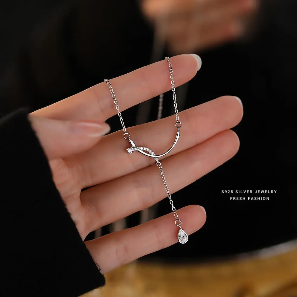 925 Sterling Silver Necklace for Women Cubic Zirconia/Pearl/Smile/Star and Moon Necklaces Trendy Boho Fashion Necklace