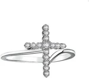 925 Sterling Silver Plated Petite CZ Cross Pave Statement Rings for Women,Faith Hope Love Sideways Cubic Zirconia Simulated Diamond Ring for Women's Size 7#