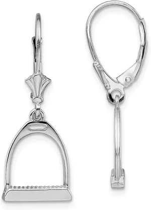 925 Sterling Silver Polished 3D Small Stirrup Leverback Earrings