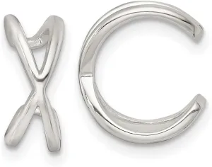 925 Sterling Silver Polished Criss Religious Faith Cross Pair Of Ear Cuffs 12.7x5.3mm Wide-Ear Cuff for Women