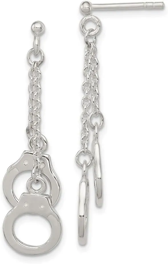 925 Sterling Silver Polished Hand Cuff Dangle Post Earrings 45x10mm Wide Ear-Cuff for Women