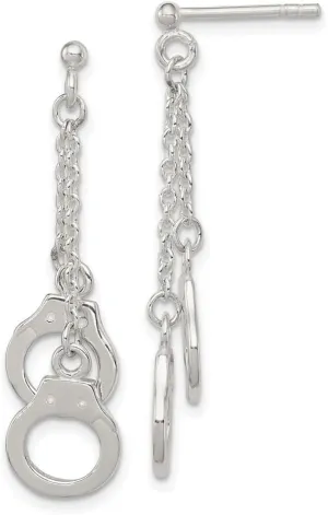 925 Sterling Silver Polished Hand Cuff Dangle Post Earrings 45x10mm Wide Ear-Cuff for Women