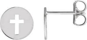 925 Sterling Silver Polished Pierced Religious Faith Cross Stud Earrings - Jewelry Gift for Mom