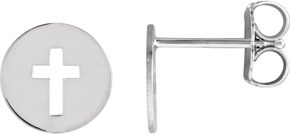 925 Sterling Silver Polished Pierced Religious Faith Cross Stud Earrings - Jewelry Gift for Mom